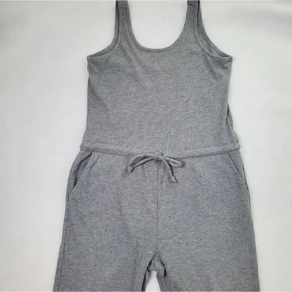 Chaser Cozy Rib Low Back Tank Jumpsuit Grey Size Small